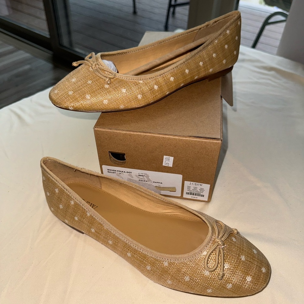J. Crew woven polka dot ballet flats